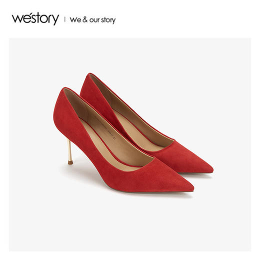 westory2020春季新品中式婚鞋尖头高跟鞋女细跟W20AE51501 商品图0