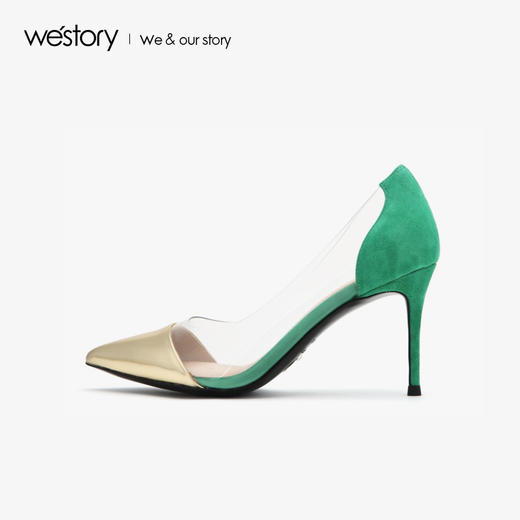 westory透明浅口单鞋时尚高跟鞋宴会女鞋W283E70351 商品图1