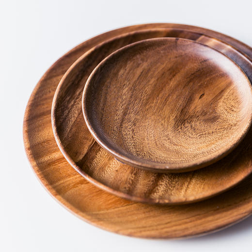 实木圆形托盘 水果盘宝宝吃饭餐盘相思木盘子 商品图0