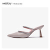 westory2020春季新款尖头钻链皮质凉拖鞋女细跟穆勒鞋W20AH51231 商品缩略图1