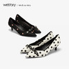 westory2019新款波点尖头高跟鞋女细中跟蝴蝶结甜美W29AE50521 商品缩略图0