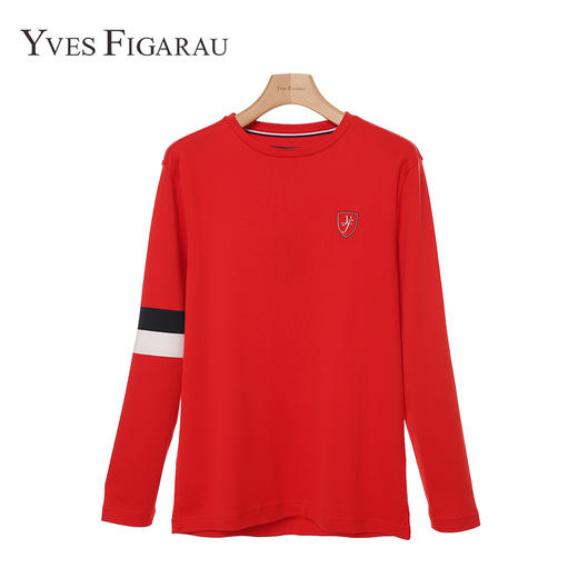 YvesFigarau伊夫·费嘉罗秋冬100%棉男士简约舒适修身透气商务休闲长袖T恤860916 商品图1