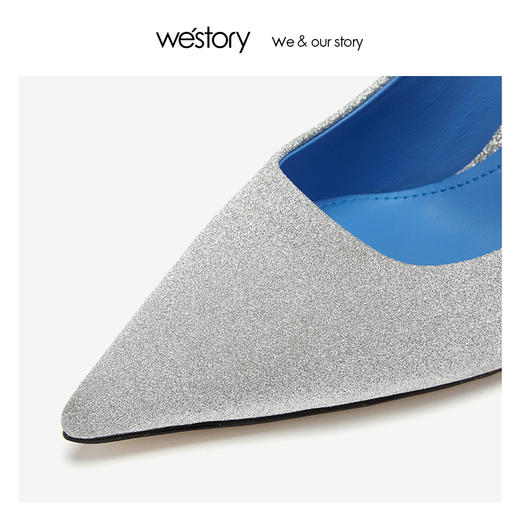 westory2019春夏尖头高跟鞋女名媛风亮片细跟宴会女鞋W29AE50311 商品图2