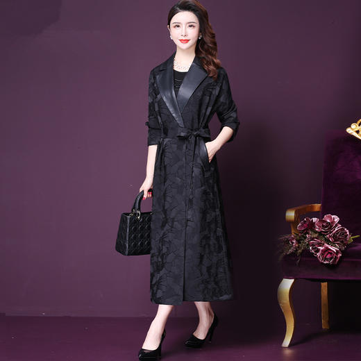 WXY-F047新款真皮翻领拼接韩版宽松贵夫人外套 商品图0