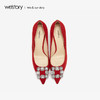 westory2019春夏红色浅口单鞋女中式婚鞋尖头高跟鞋W29AE50181 商品缩略图3