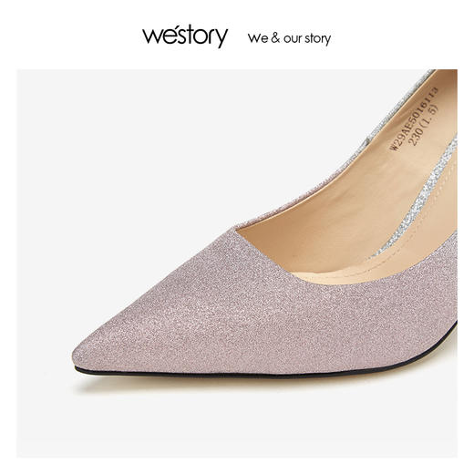 westory2019春夏浅口亮片高跟鞋闪钻细跟气质单鞋女W29AE50161 商品图4