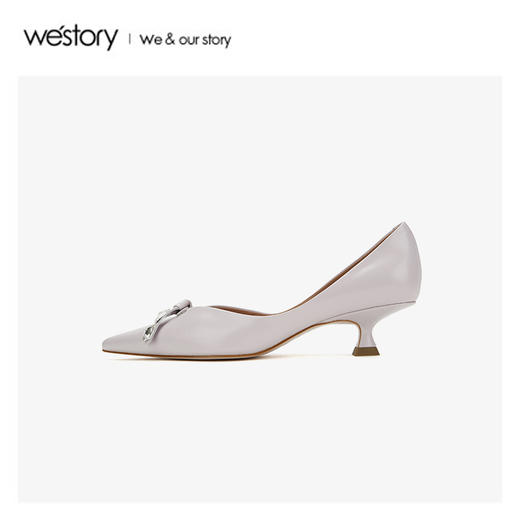 westory2020春季新品水钻尖头小猫跟高跟鞋女中跟W20AE51531 商品图3