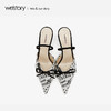 westory2019春夏字母印花包头凉鞋细跟简约仙女高跟鞋W29BH60241 商品缩略图0