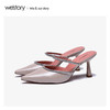 westory2020春季新款尖头钻链皮质凉拖鞋女细跟穆勒鞋W20AH51231 商品缩略图2
