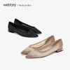 westory2019新款尖头平底单鞋女假水钻西式婚鞋女鞋W29AE50291 商品缩略图3