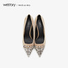 westory2019秋冬新品蛇纹拼接尖头高跟鞋女真皮优雅W29CE70191 商品缩略图3
