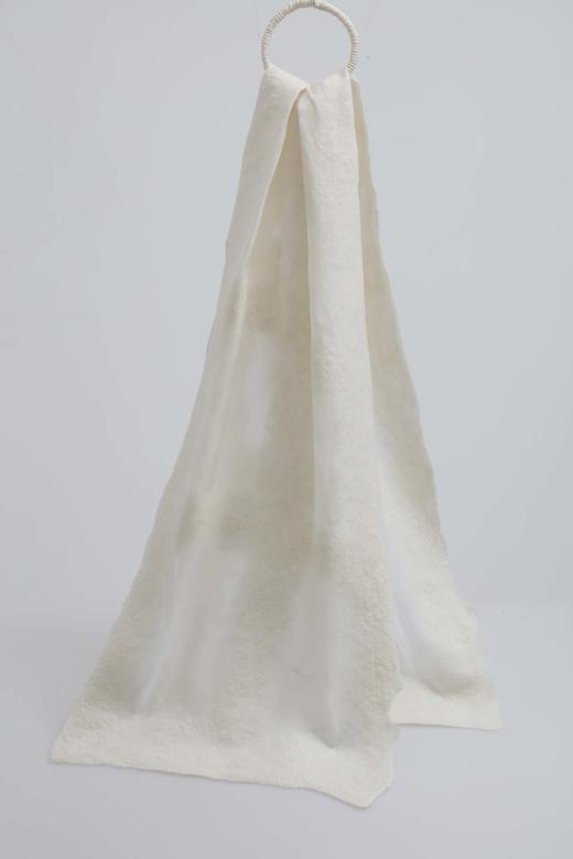 真丝羊绒相拼手工毛毡围巾 SJF92P612N 商品图2