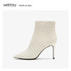 westory时装条纹细超高跟短靴真皮时尚女鞋2019冬新款W29DS80561 商品缩略图2