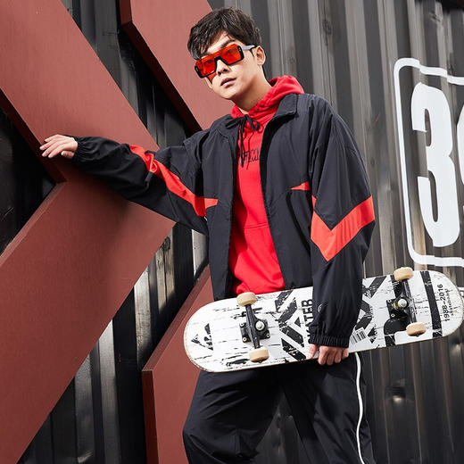 卡尔美春秋款运动外套男立领复古宽松蝙蝠袖风衣3683102 商品图1