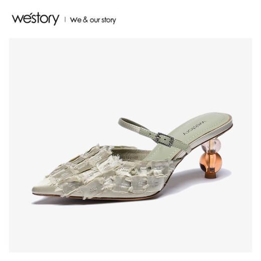 westory2020春季新款尖头翼穆勒鞋凉鞋女优雅雅致W20AH51621 商品图4