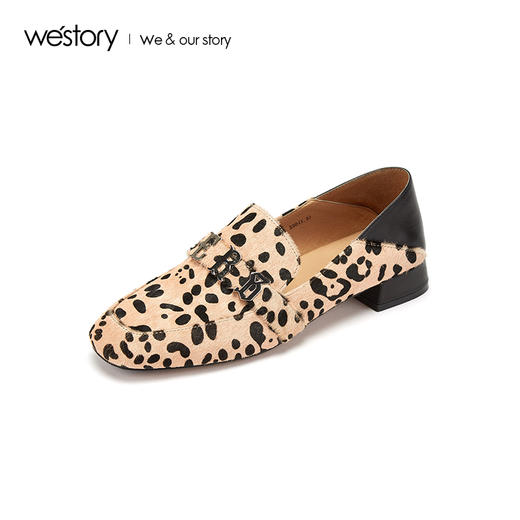 westory2019新款豹纹乐福鞋女一脚蹬性感舒适单鞋W29AM50491 商品图0