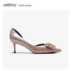 westory2020春季新款尖头水钻方扣浅口细跟高跟鞋女W20AH51191 商品缩略图3