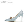 westory2019春夏亮片宴会高跟鞋浅口尖头水钻优雅女鞋W29AE50211 商品缩略图1