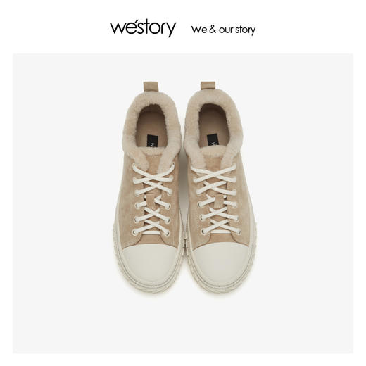 westory运动板鞋风雪地靴真皮加绒保暖防滑平底高帮鞋女 2019冬新W29CM70781 商品图2