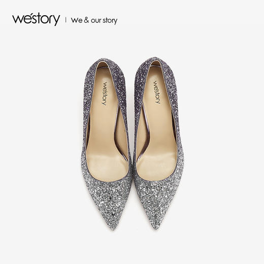 westory2019春季新款流光宴会女鞋尖头优雅细高跟鞋W29AE50061 商品图2