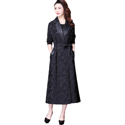 WXY-F047新款真皮翻领拼接韩版宽松贵夫人外套 商品图2