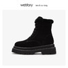 westory加绒保暖真皮粗跟户外工装靴2019冬新款雪地靴W29DS80591 商品缩略图2
