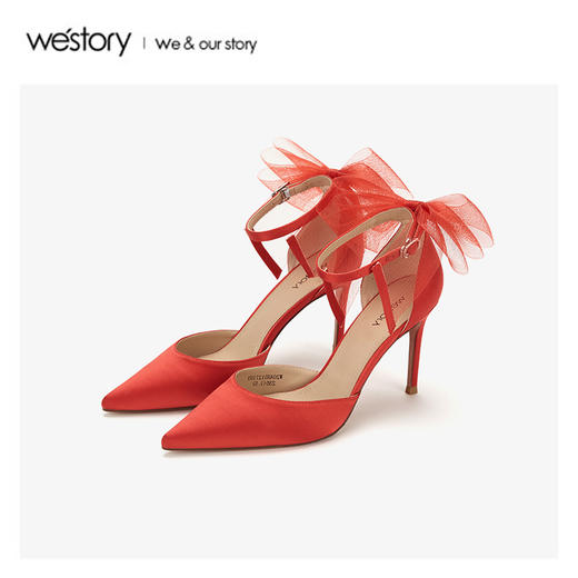 westory2020春季新品西式婚嫁尖头高跟时髦凉鞋女W20AH51271 商品图4