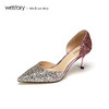 westory2019春夏尖头高跟鞋女亮片婚鞋银色宴会女鞋W29AH50071 商品缩略图1