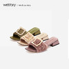 westory2019春夏新款毛毛仙女拖鞋方跟优雅甜美凉鞋W29BJ60191 商品缩略图3