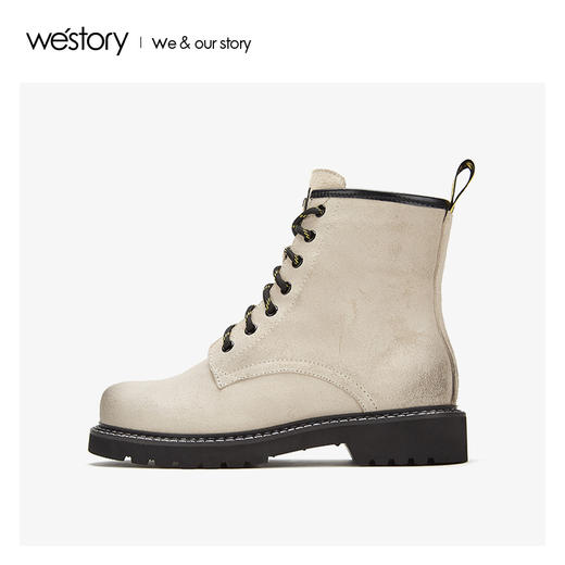 westory2019冬新款加绒加厚保暖马丁靴女真皮粗跟中性帅气鞋2019冬新款W29DS80841 商品图2