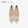 westory2019夏秋新品蕾丝花簇高跟鞋女尖头宴会婚鞋W29CE70101 商品缩略图1