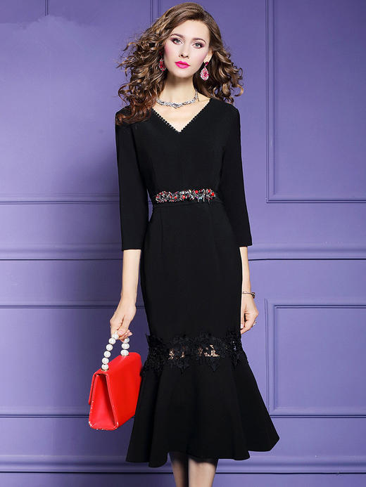 FMY-27724轻熟名媛时尚修身中长款鱼尾打底裙 商品图1