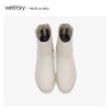 westory真皮短靴女后拉链粗跟圆头鞋2019年冬季新款S29DS80871 商品缩略图1