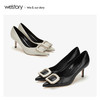 westory2020春季新款尖头浅口方扣高跟鞋女细跟W20AE51071 商品缩略图3
