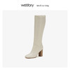westory粗高跟及膝高筒长靴女真羊皮气质 2019冬季新款W29DQ80291 商品缩略图3