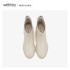 westory粗跟后拉链短筒靴子女真皮圆头款2019年冬新品S29DS80791 商品缩略图1
