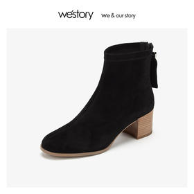 westory时装中筒靴女时尚气质羊皮中跟短靴2019冬新款S29DS80741