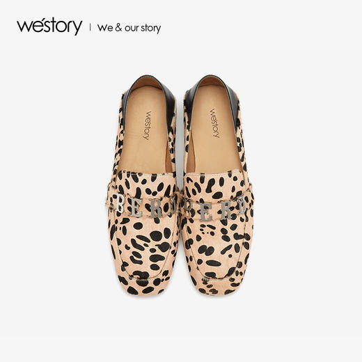 westory2019新款豹纹乐福鞋女一脚蹬性感舒适单鞋W29AM50491 商品图1
