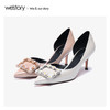 westory2020春季新款尖头水钻方扣浅口细跟高跟鞋女W20AH51191 商品缩略图2