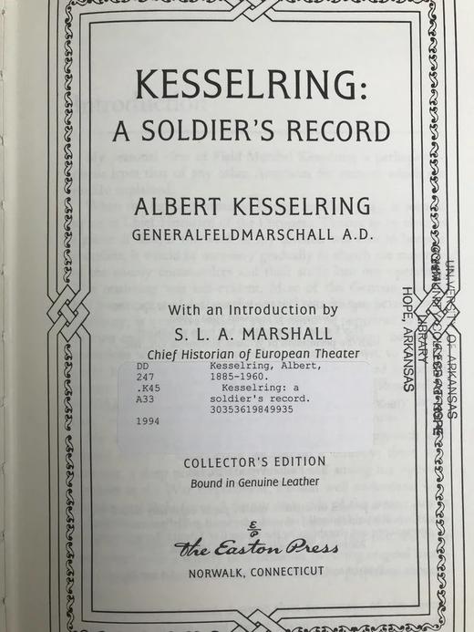 德国传奇元帅凯塞林回忆录《最后一日的士兵》 配照片插图 豪华皮装18开 商品图2