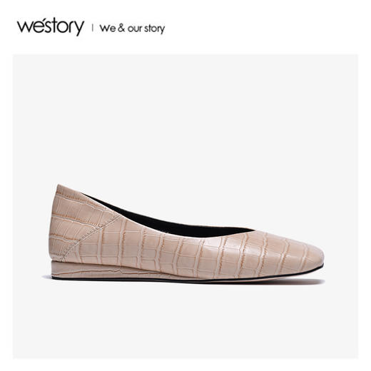 westory2020春季新款方头浅口时尚通勤鞋牛皮鞋女W20AE51731 商品图3