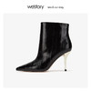 westory细酒杯超高跟时装短靴真皮气质女鞋2019冬新款W29DS80451 商品缩略图2