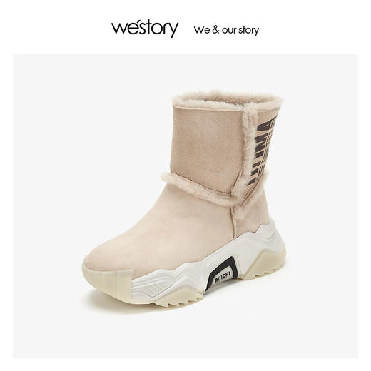 westory运动底雪地靴羊皮加绒加厚保暖女鞋 2019冬新款W29DC80411 商品图3