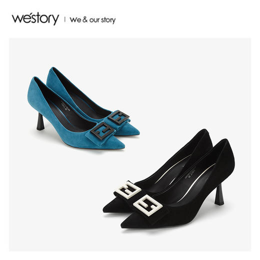 westory2020春季新款尖头细跟高跟鞋女休闲风W20AE51301 商品图4