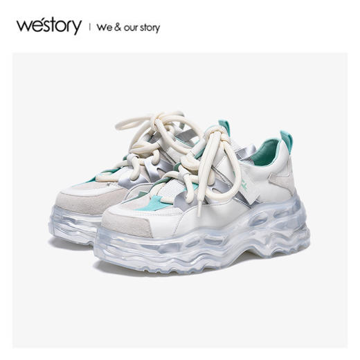 westory2020春季新款皮质老爹鞋厚底鞋女运动鞋W20AM51661 商品图2
