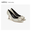 westory2020春季新款尖头浅口方扣高跟鞋女细跟W20AE51071 商品缩略图4