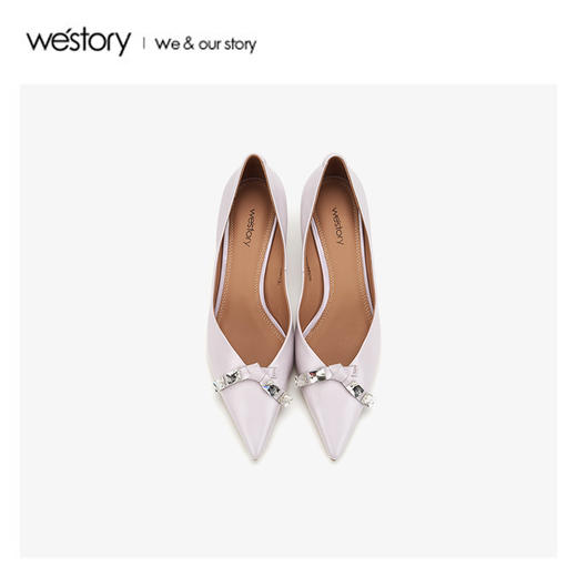 westory2020春季新品水钻尖头小猫跟高跟鞋女中跟W20AE51531 商品图2