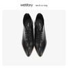 westory时装高跟鞋真皮短靴女系带粗跟尖头 2019冬新款W29DS80471 商品缩略图1