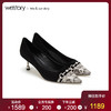 westory2019秋冬新品蛇纹拼接尖头高跟鞋女真皮优雅W29CE70191 商品缩略图1