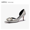 westory2020春季新款尖头水钻方扣浅口细跟高跟鞋女W20AH51191 商品缩略图4